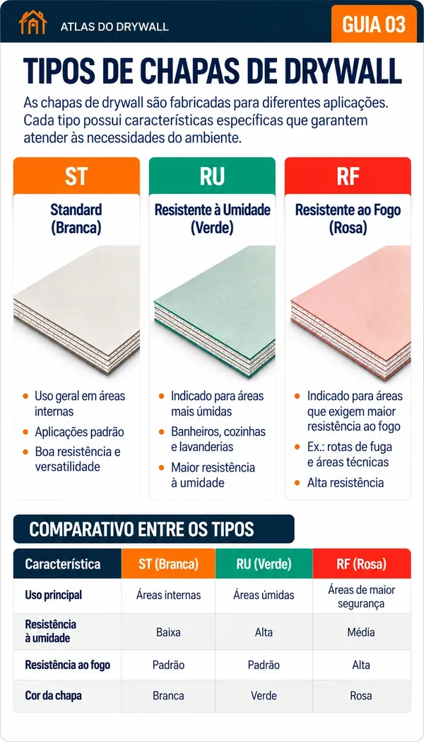Guia 03 — Tipos de Chapas de Drywall