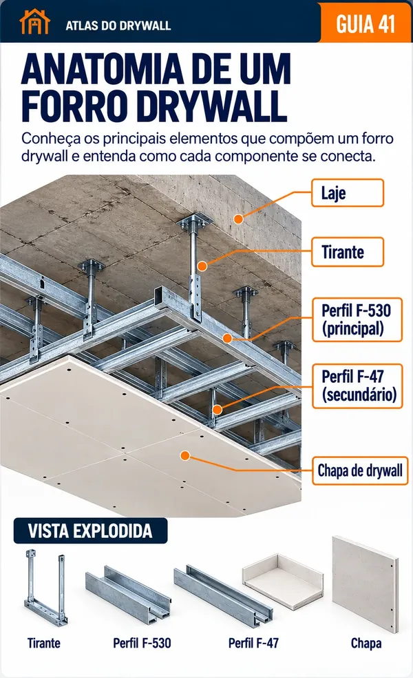 Guia 41 — Anatomia de um Forro Drywall